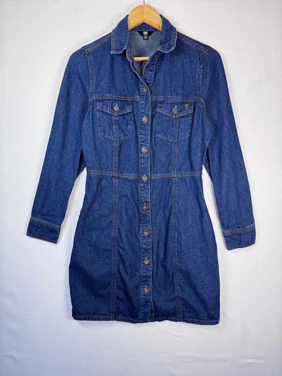 Frye Dresses & Skirts - Frye Denim Shirt Dress Women XS Western Coastal Cowgirl Utility Mini Pockets
